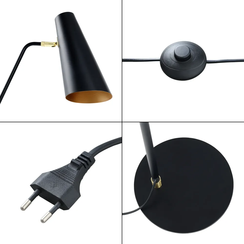 Lampadaire lampe lumière luminaire abat-jour réglable E27 hauteur 160 cm noir 03_0007301 avec protection IP44