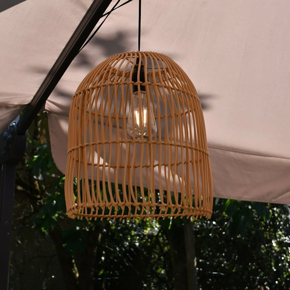 Lustre solaire canari - ampoule filament remplaçabe - blanc torride - matérieaux naturels - chromex pour installation dome...