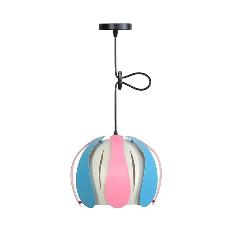 Plafonnier à abat-jour en métal, luminaire suspendu contemporain noir/rose/jaune pour salle à manger avec cordon réglable,...