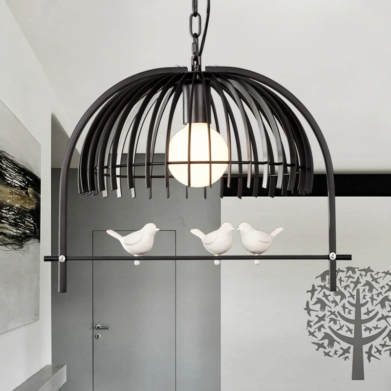 Plafonnier suspendu avec abat-jour en forme de dôme en métal, design cage à oiseaux, style lodge, 1 ampoule, lampe suspend...