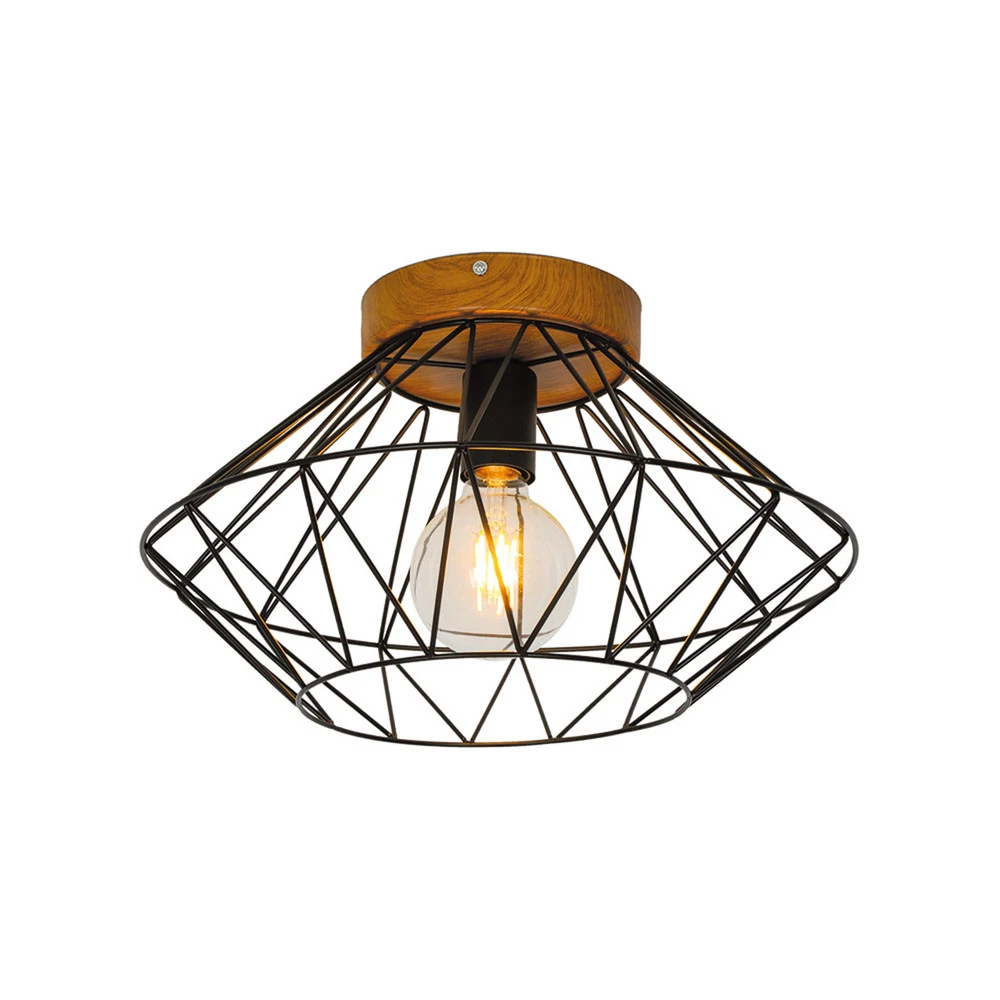 Plafonnier Vega avec un abat-jour cage en blanc mat