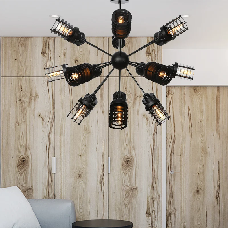 Starburst – lustre de chambre à coucher en métal peu épais, éclairage suspendu Vintage à 9/12/15 têtes avec abat-jour à ca...