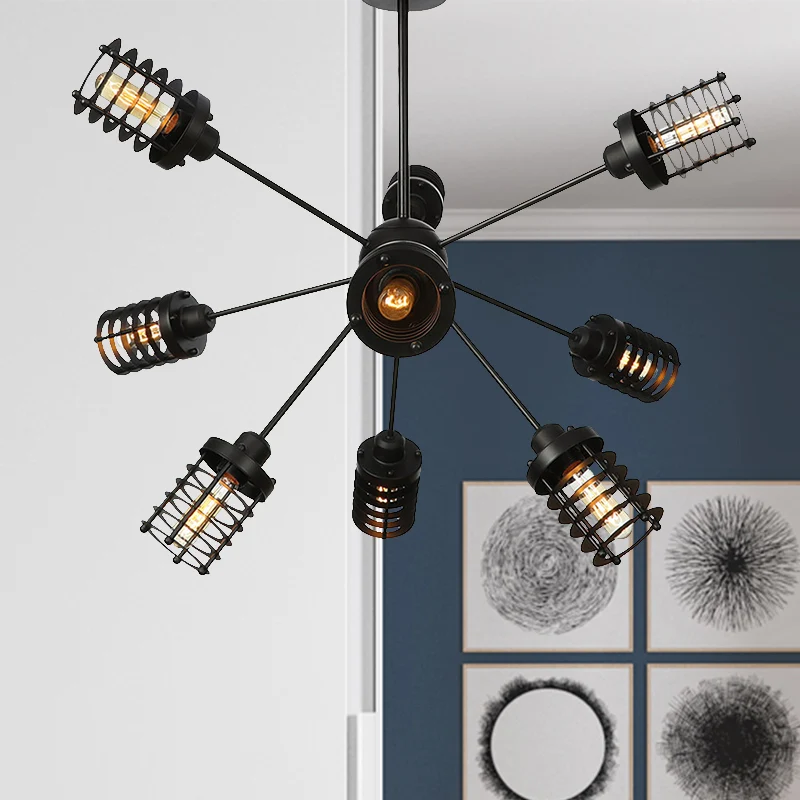 Starburst – lustre de chambre à coucher en métal peu épais, éclairage suspendu Vintage à 9/12/15 têtes avec abat-jour à ca...