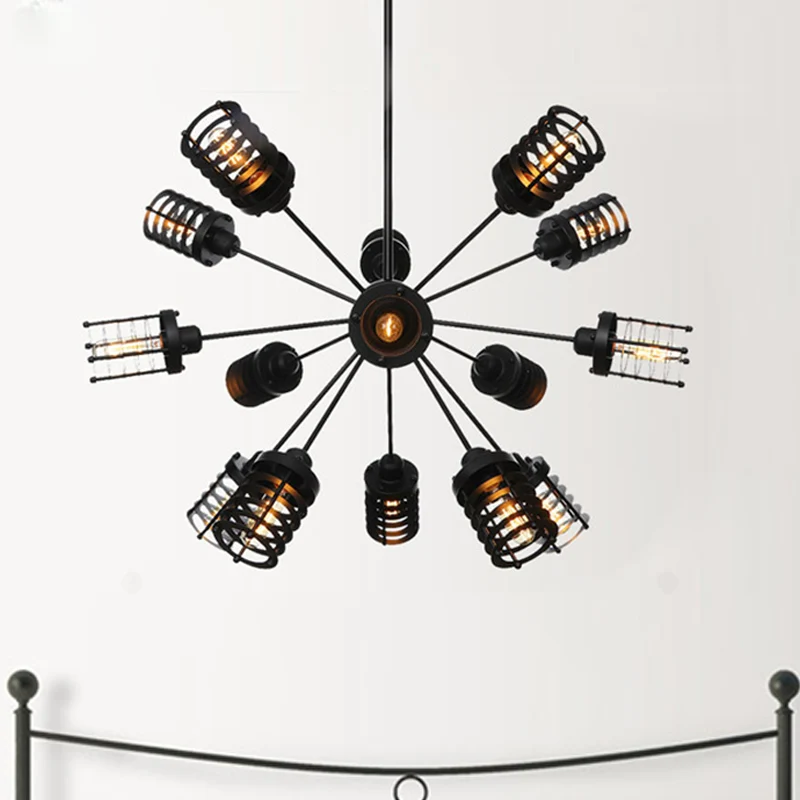 Starburst – lustre de chambre à coucher en métal peu épais, éclairage suspendu Vintage à 9/12/15 têtes avec abat-jour à ca...