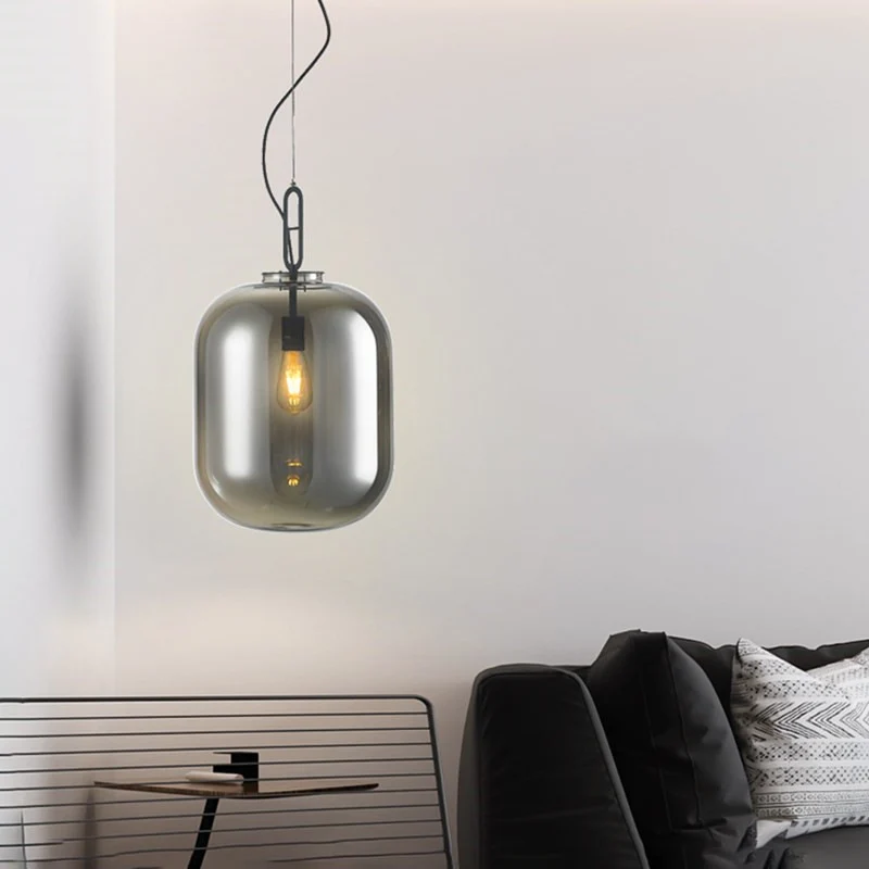 Étanche IP65 Plafonnier ovale noir modernisme, 1 ampoule, gris fumé/verre ambré, 9,5"/14"/17" W