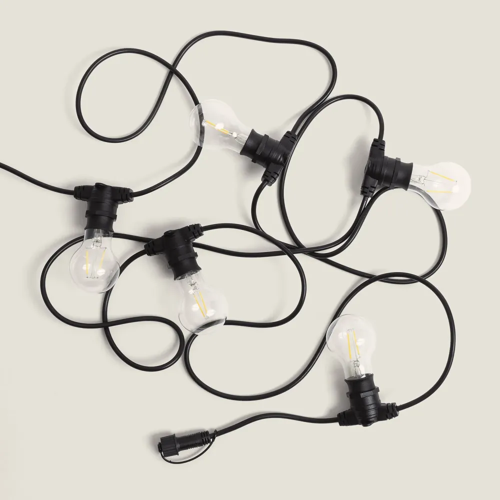 Ensemble de 5m de guirlande LED extérieure IP44 avec 5 ampoules B22 2W Autonomie : 12 heures