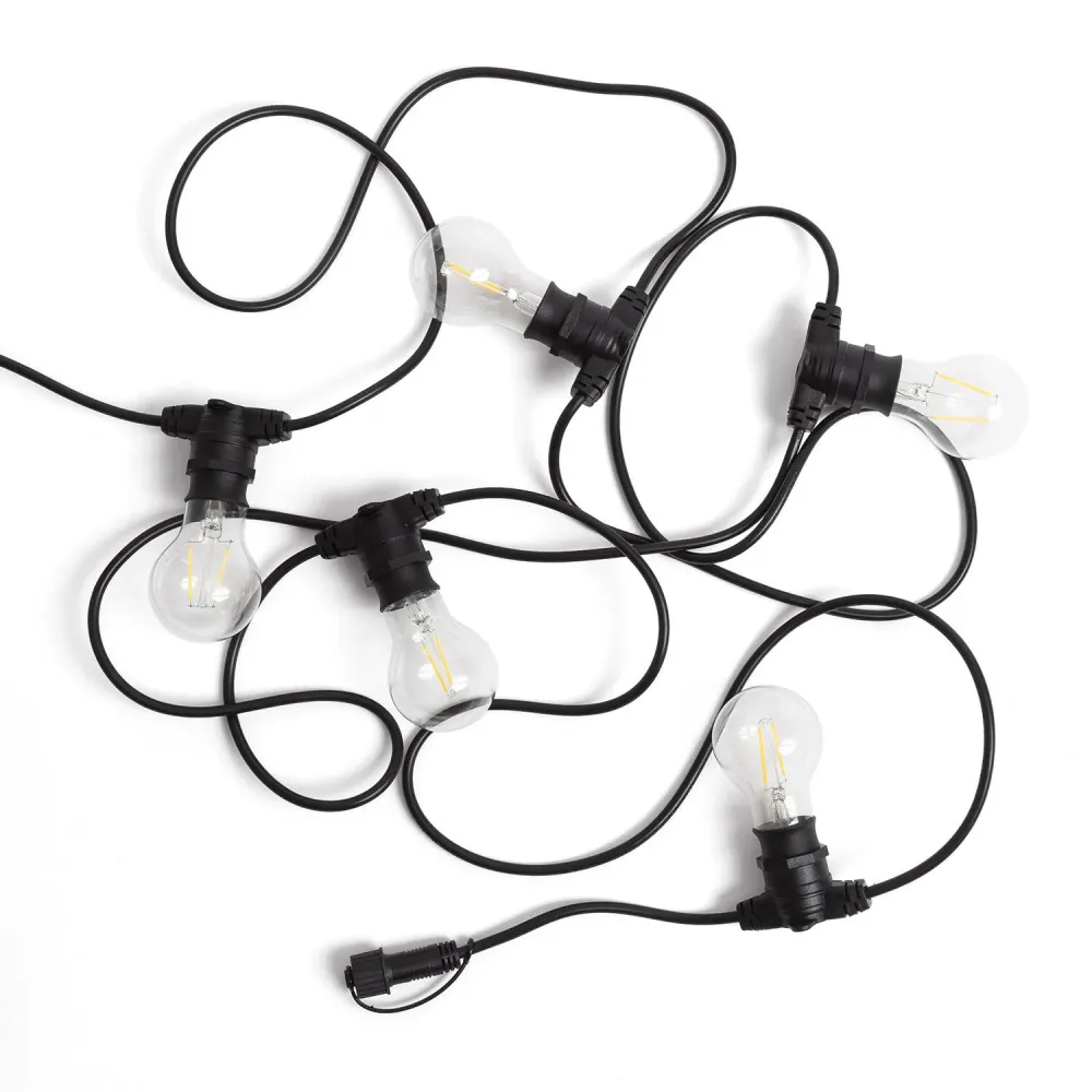 Ensemble de 5m de guirlande LED extérieure IP44 avec 5 ampoules B22 2W Autonomie : 12 heures