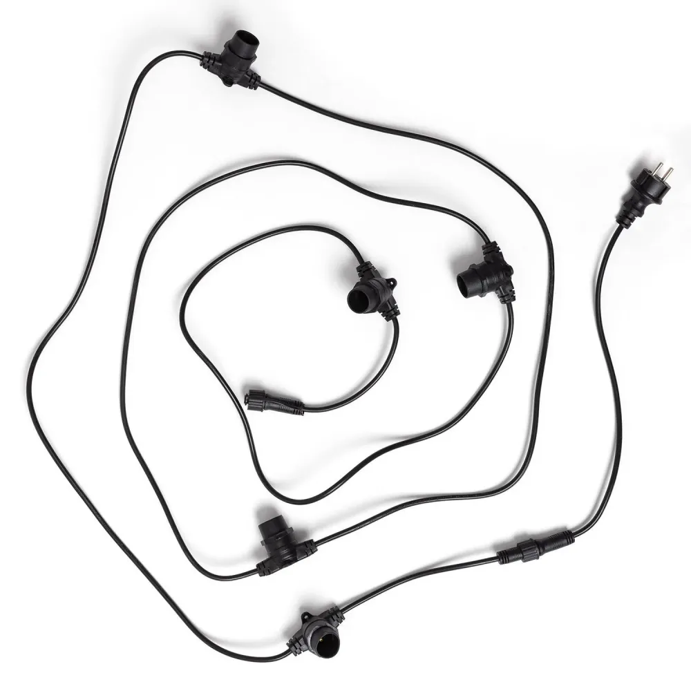 Guirlande extérieure LED noire 5 douilles B22 5m étanchéité IP44 avec capteur de mouvement