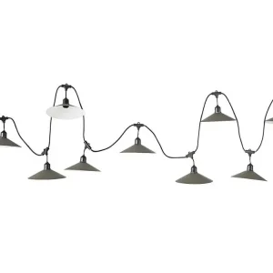 Guirlande lumineuse extérieur avec abat-jour en acier style vieux 10 douilles E27 VINTY 6m