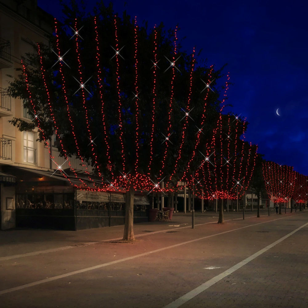 Guirlande scintillante l12m 120 led rouge - prolongeable - qualité professionnelle - int/ext - chromex Certifié CE