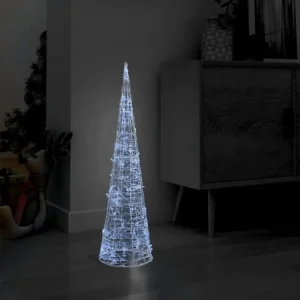Haute Luminosité Cône lumineux décoratif pyramide LED Acrylique Blanc glacial 90cm