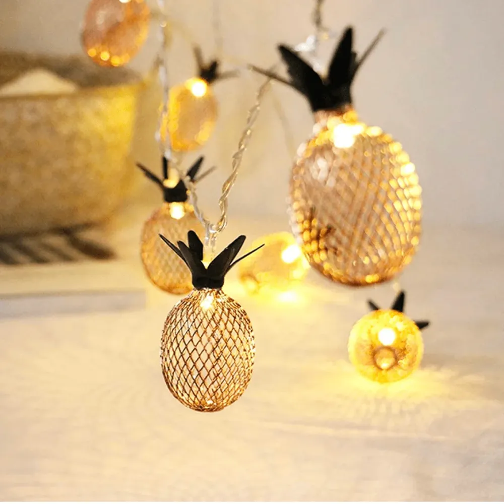 Pineapple Garland 10 Led Gold Vert jade 4cm