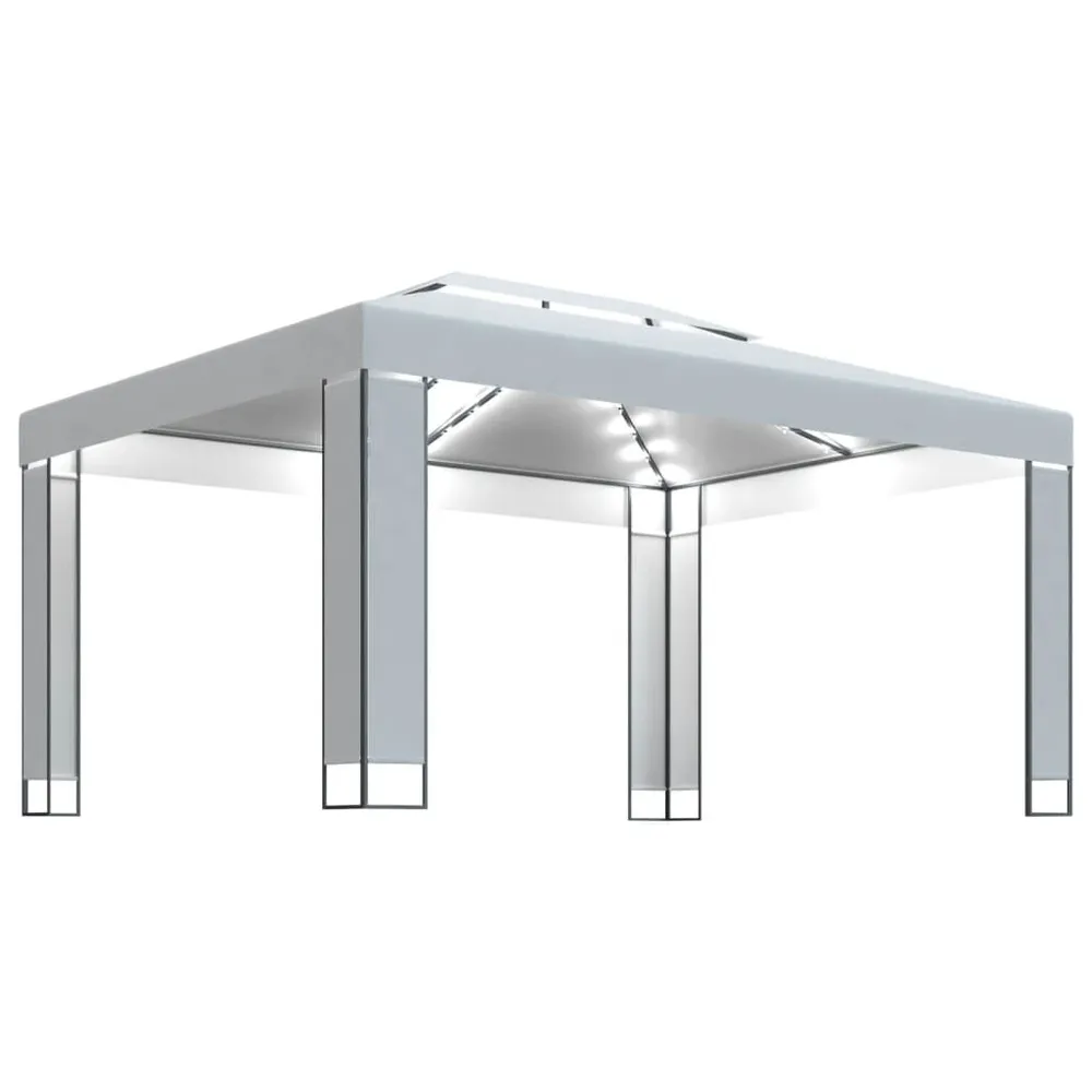 Tonnelle avec guirlande lumineuse à LED 3x4 m Blanc pour jardin et patio