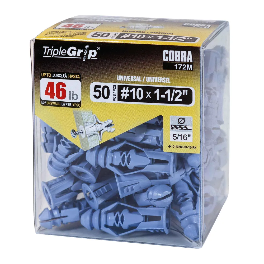 Prise à commande filaire Ancrage TripleGrip de #10 x 1-1/2", 50 unités