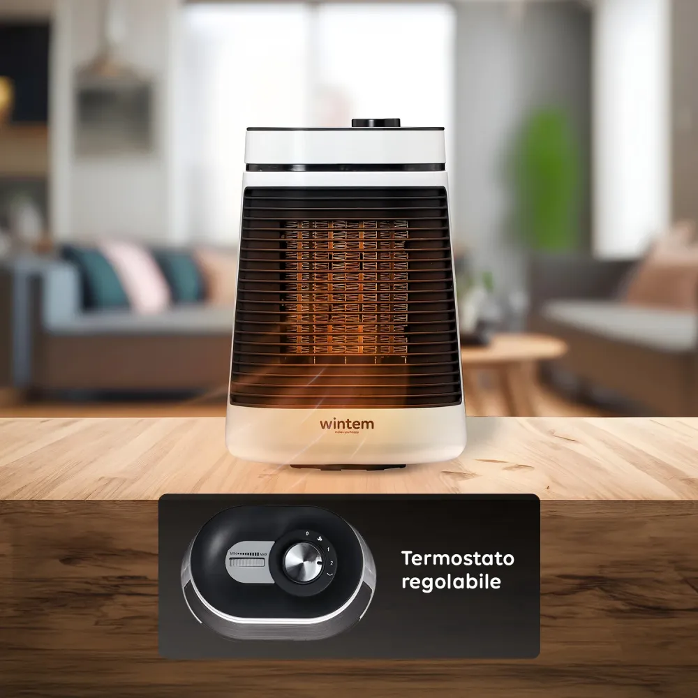 Stufa Elettrica Termoventilatore 1500W con Termostato e 2 Livelli di Potenza