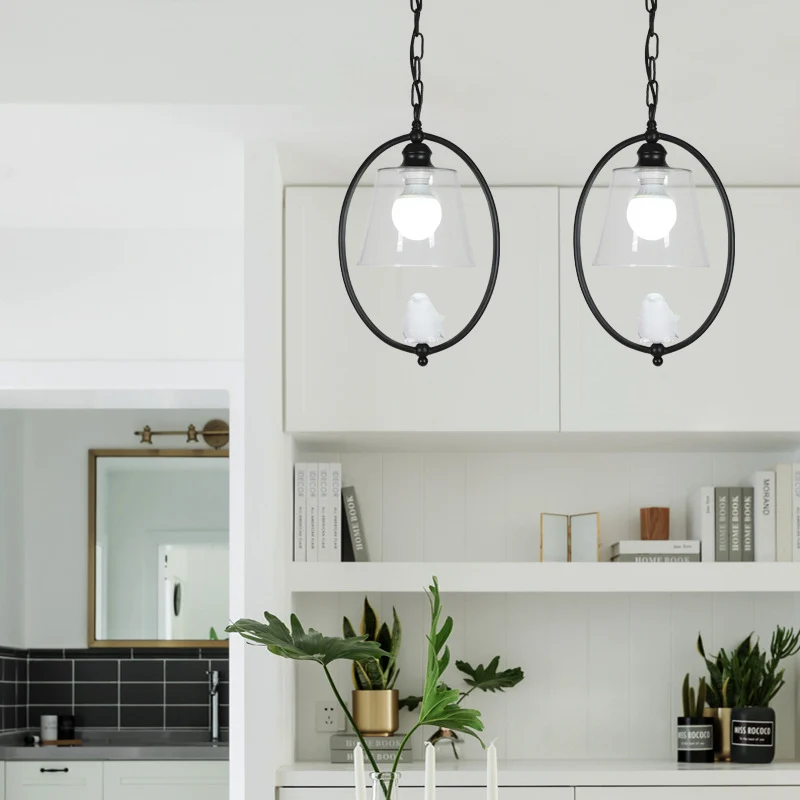 Kit de lampe suspendue ovale en métal nordique, 1 tête, blanc/noir, plafonnier avec abat-jour en verre cristallin