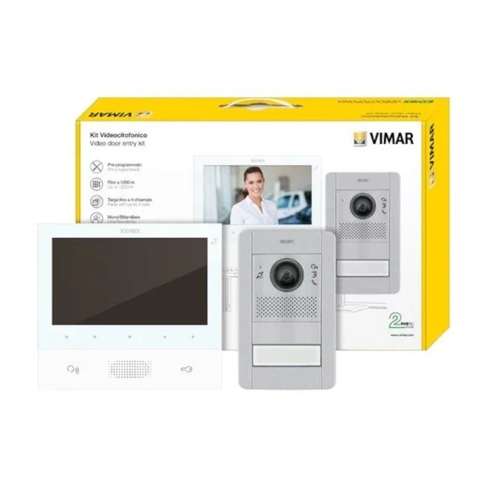 Certifié NF KIT VIDEOCITOFONICO ELVOX VIMAR BIFAMILIARE 2 FILI PIXEL K40505G.01