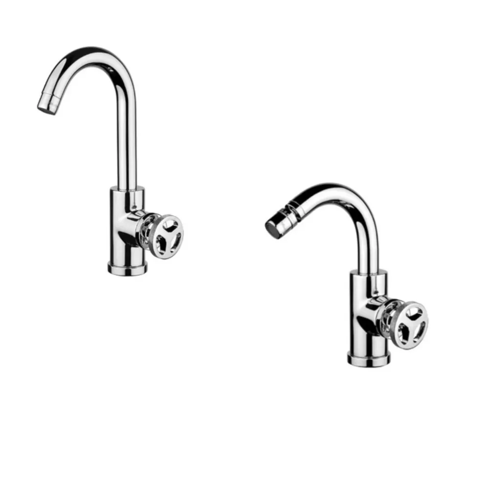 Kit mitigeurs lavabo+bidet série Mimì Keller Taps en matériau réfléchissant