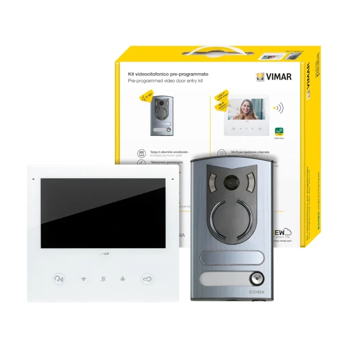 KIT VIDEOCITOFONICO ELVOX VIMAR MONO/BIFAMILIARE 2 FILI PLUS K40517/M en matériau réfléchissant