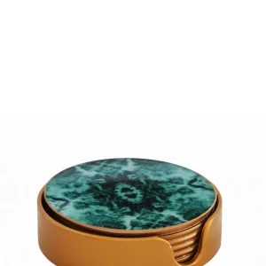 Kitchen Life En cristal Coasters Ikat Set 6 - Green avec 72h d'autonomie