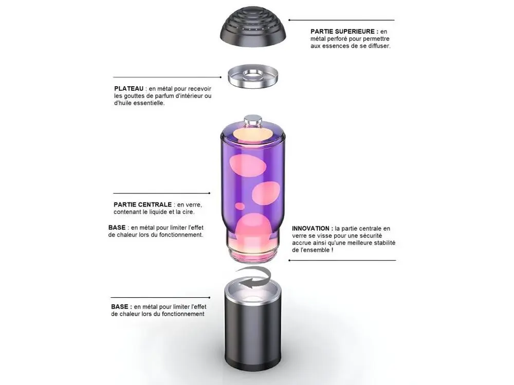 Lampe à Lave diffuseur de parfum BLUEFOG Style industriel
