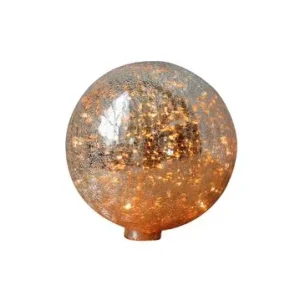 Lampe à poser 20 cm boule en verre mercurisé craquelé et guirlande Chehoma - 20cm avec télécommande