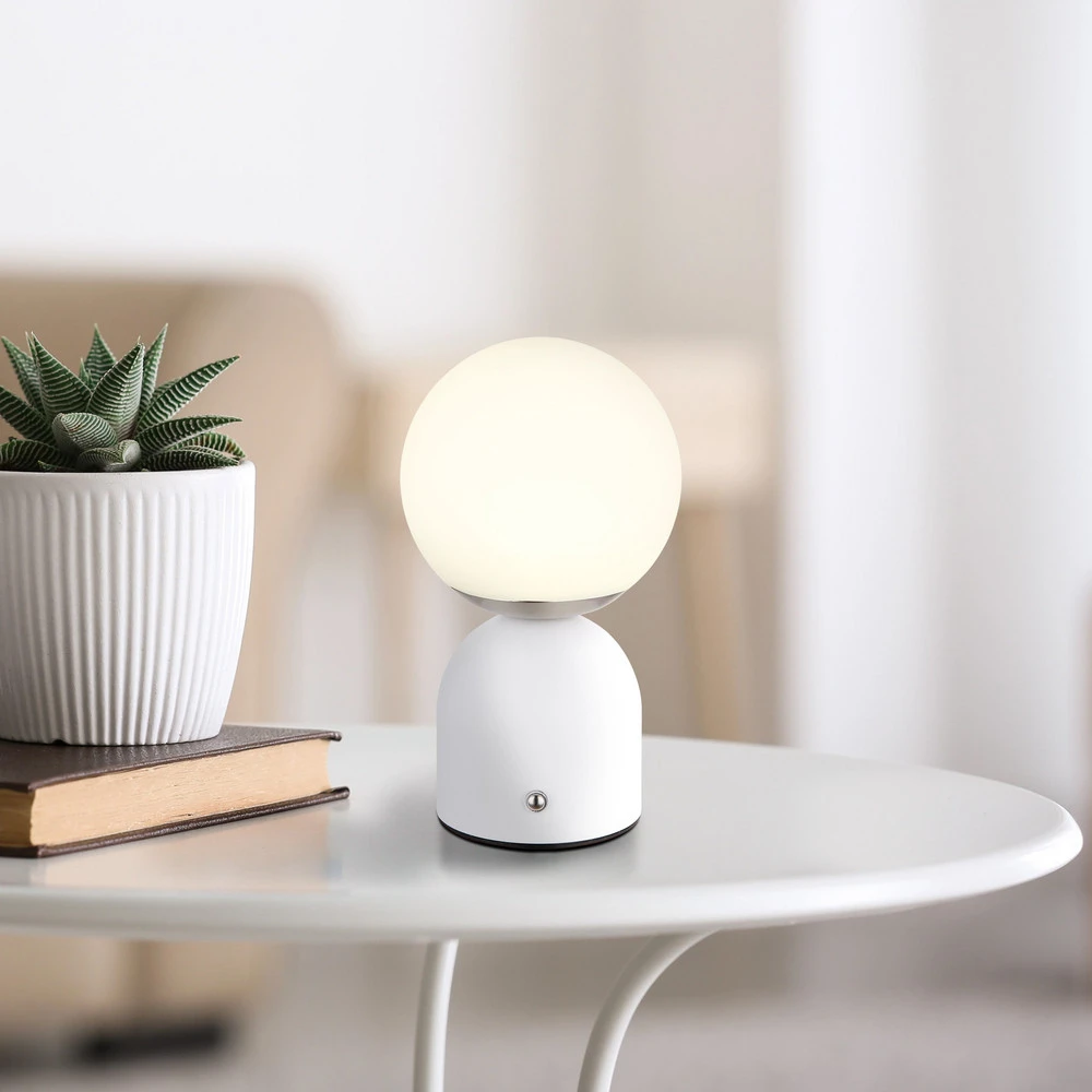 Lampe de table LED à autonomie renouvelable Julsy, blanc, hauteur 21 cm, métal, CCT