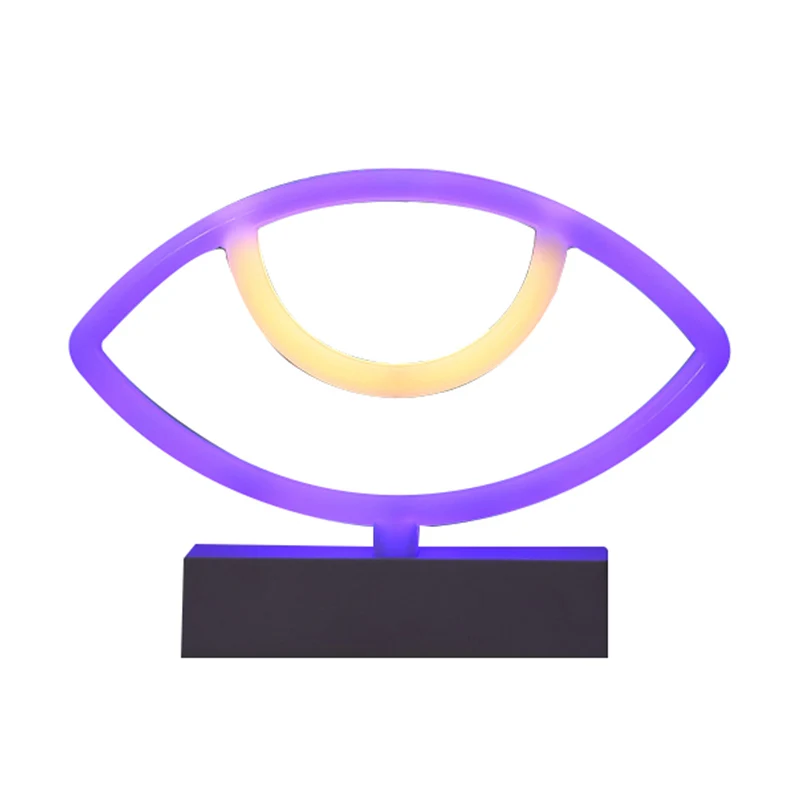 Lampe de Table de nuit géométrique en plastique, LED récent, blanche, pour chambre à coucher