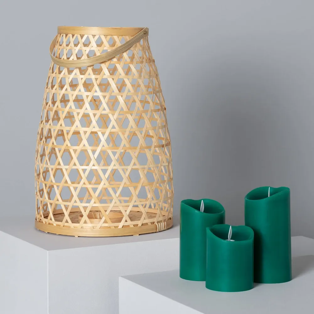Luminaire de plafond à diffusion uniforme Lampe de table Sumailla en bambou avec éclairage LED