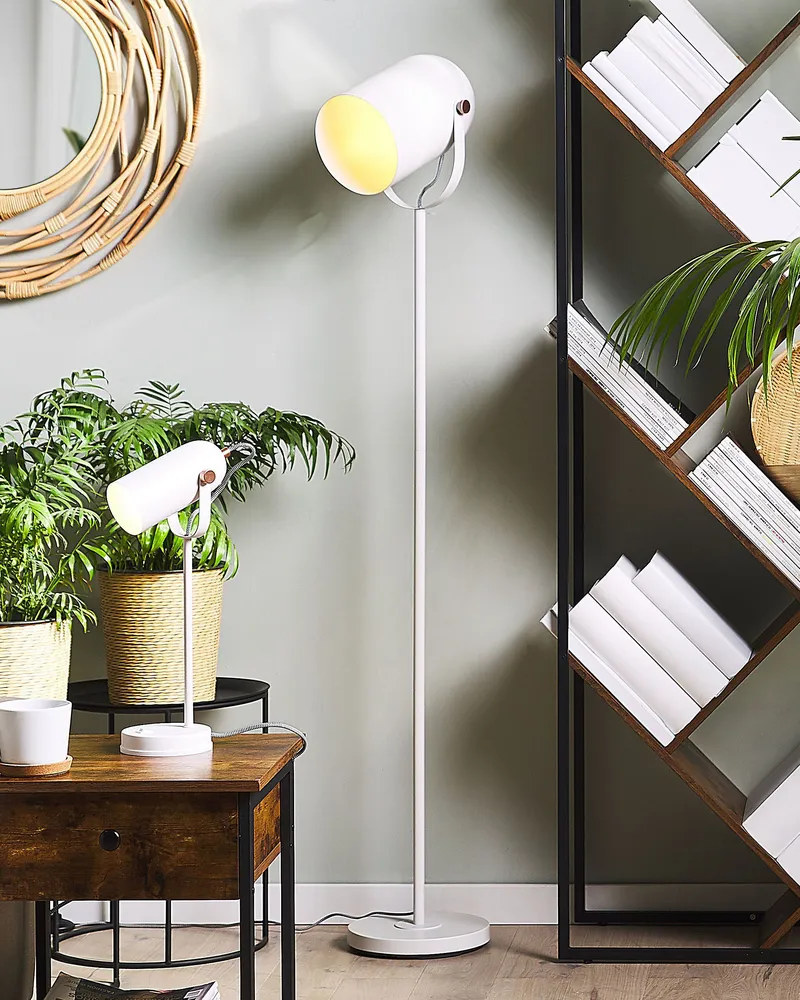 En métal Floor Lamp White TYRIA