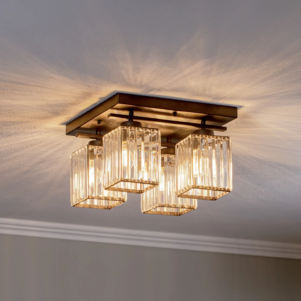 Plafonnier AV-1795-4BSY à 4 lampes carré, noir | 4000K | lumière neutre