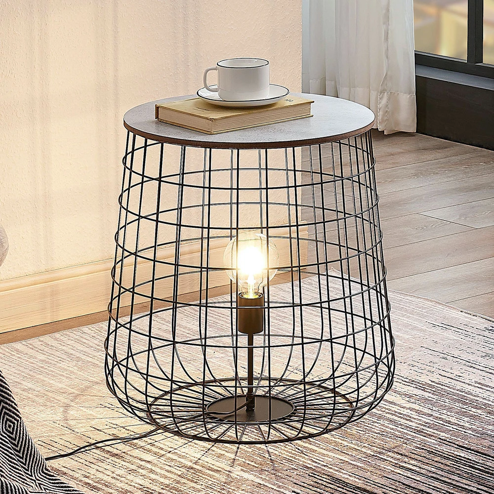 Plafonnier à lumière directionnelle Lindby Winnie lampe de sol avec plaque en bois