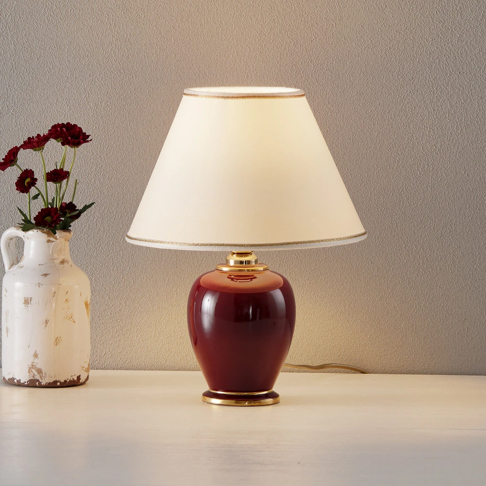 Plafonnier à suspension réglable Austrolux Lampe de table Giardino Bordeaux 34cm Céramique 24 carats