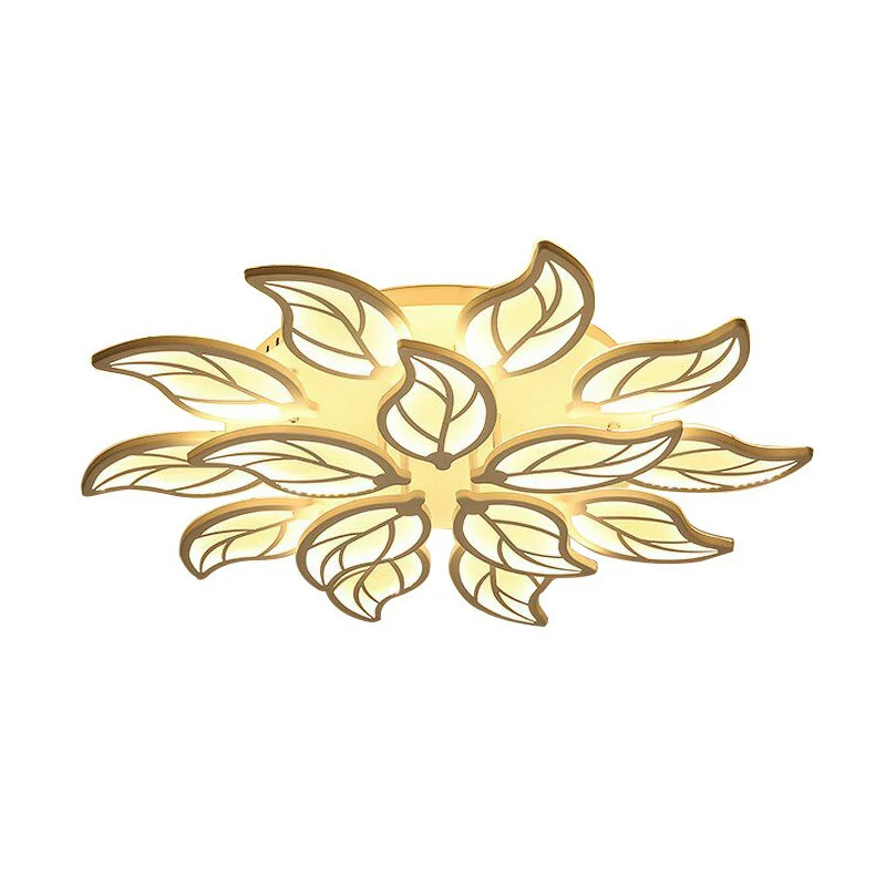 Semi-plafonnier LED Leaf Simplicity en acrylique pour plafond de salon, blanc à fixation clip