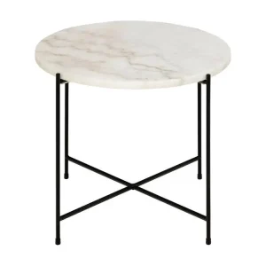 Tangara - Table d'appoint ronde en marbre ø52cm - Couleur - Marbre blanc Design minimaliste