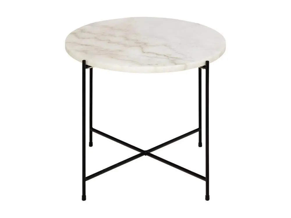 Tangara - Table d'appoint ronde en marbre ø52cm - Couleur - Marbre blanc Design minimaliste