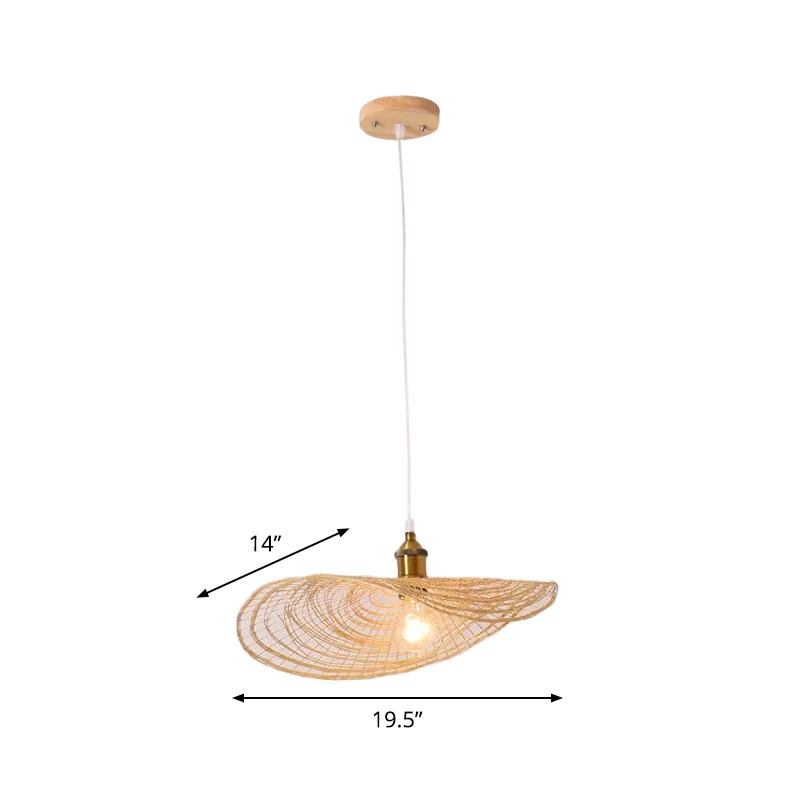 Abat-jour conique Pendule de style chinois à 1/3/6 lumières, luminaire suspendu en forme de feuille de lotus sable avec ab...
