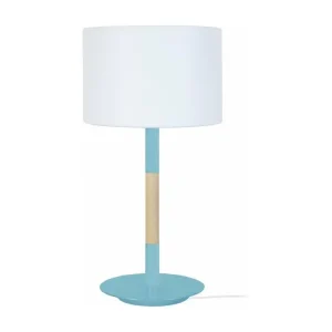 Design Contemporain Lampe de chevet droit métal, bois,bleu 45 cm.