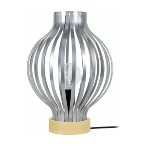 LAM. BASEL - Lampe poser ovale métal naturel et aluminium en lin naturel