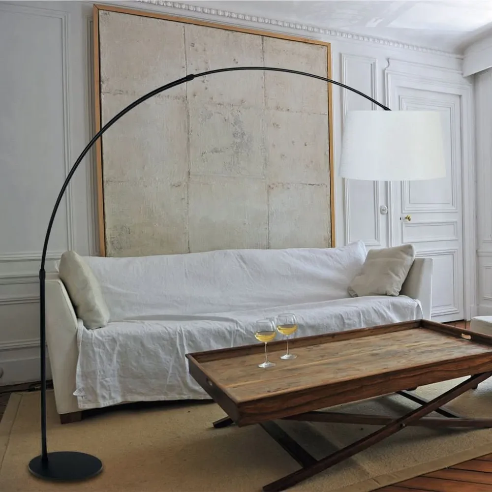 Lampe Arquée Lin Noir Blanc | Wyla pour intérieur moderne