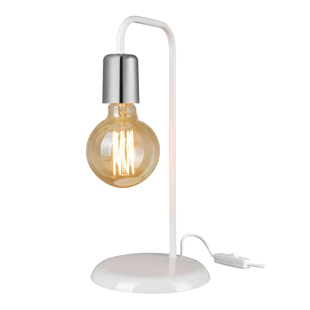 Lampe de bureau lancaster en métal 36 cm E27 blanc / acier chromé 03_0007379