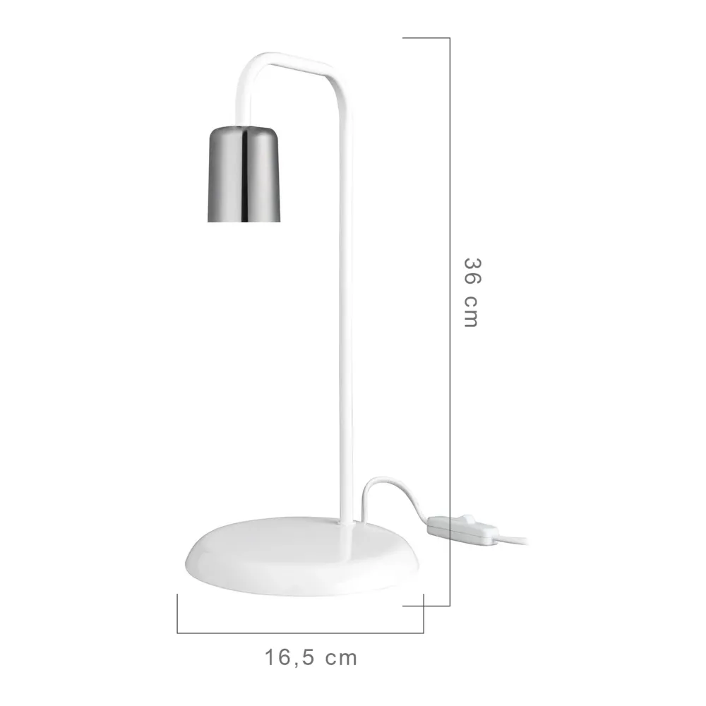 Lampe de bureau lancaster en métal 36 cm E27 blanc / acier chromé 03_0007379