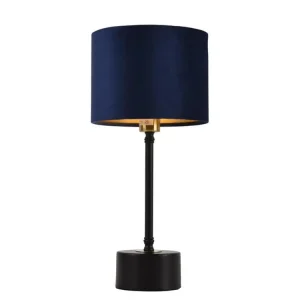 Lampe à poser Lampe de table lampe de bureau métal flanelle noir cuivre et bleu E14 39 cm 03_0002511