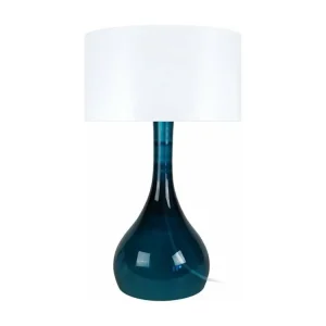 Lampe de salon vase verre bleu petrole 66 cm. avec ampoule LED incluse