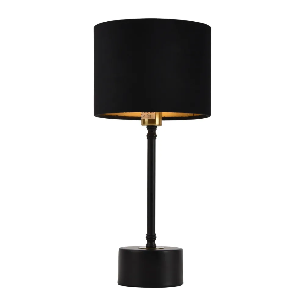 Lampe de table lampe de bureau métal flanelle noir cuivre E14 39 cm 03_0002510 avec ampoule LED incluse