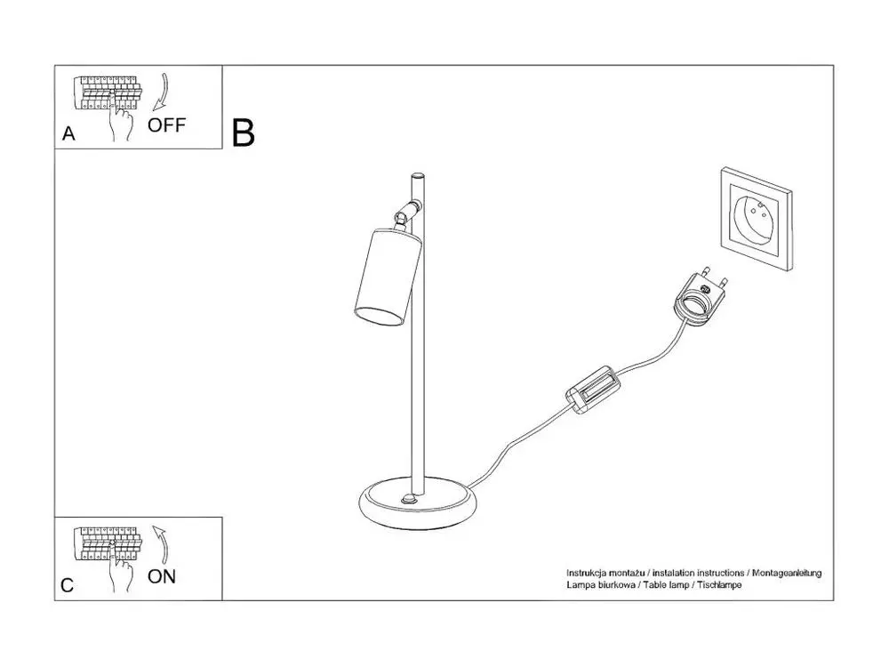 Lampes de bureau actuel en acier - 1 sources lumineuses - L.13 x H.44 cm - noir/chromé