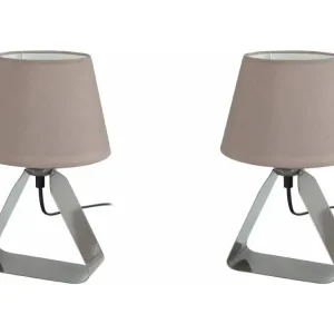 Pair de Lampes de chevet géométrique métal taupe 29 cm. en ABS renforcé