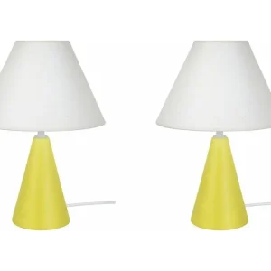 Étanche IPX8 Pair de Lampes de chevet conique bois jaune 32 cm.