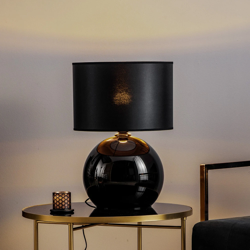 Lampe à poser Palla, Ø 36 cm, noir/or (IP67)