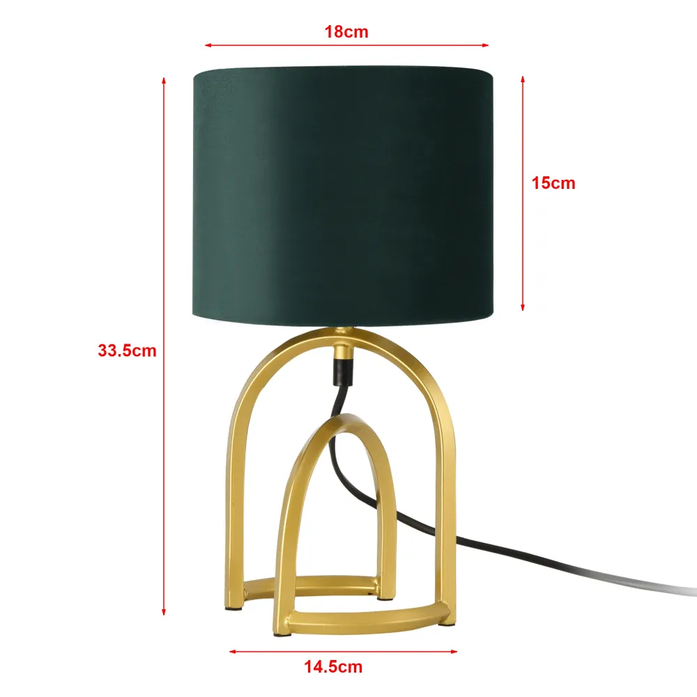 Applique étanche Lampe de table métal tissu synthétique 34 x 18 x 18 cm or vert foncé 03_0007404